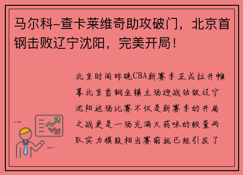 马尔科-查卡莱维奇助攻破门，北京首钢击败辽宁沈阳，完美开局！